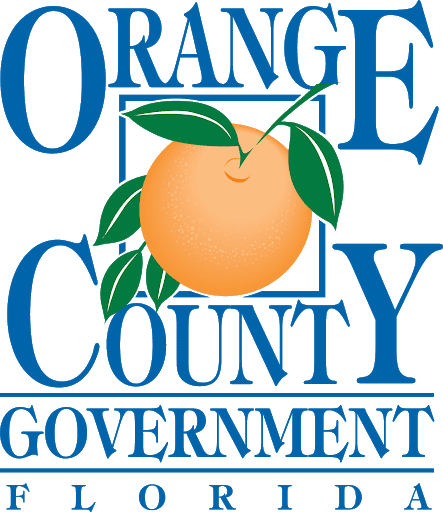 County-Orange_Logo A blue and orange logo with the words " orange county government ".