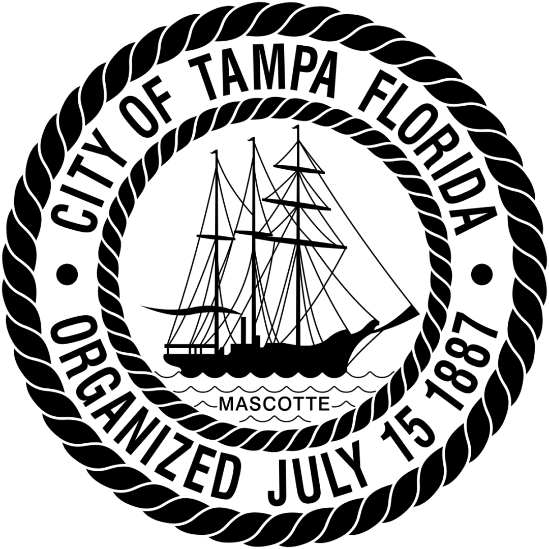 City-Tampa-Big_Logo A black and white picture of the tampa florida city seal.