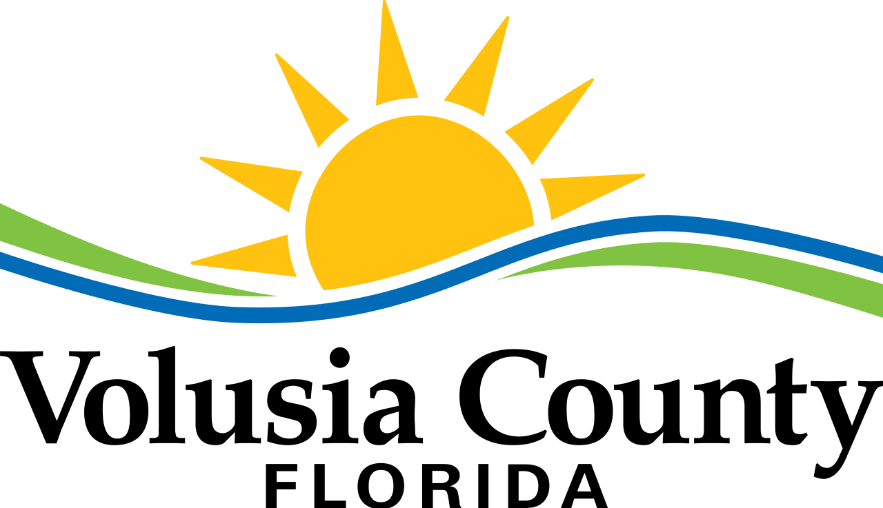 County-Volusia_Logo A logo of a fish and tree with the words " one lagoon " underneath it.